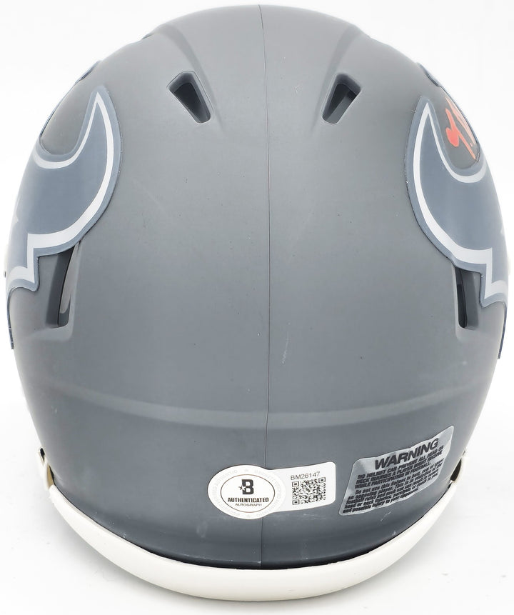 Tank Dell Signed Houston Texans Slate Gray Speed Mini Helmet Beckett