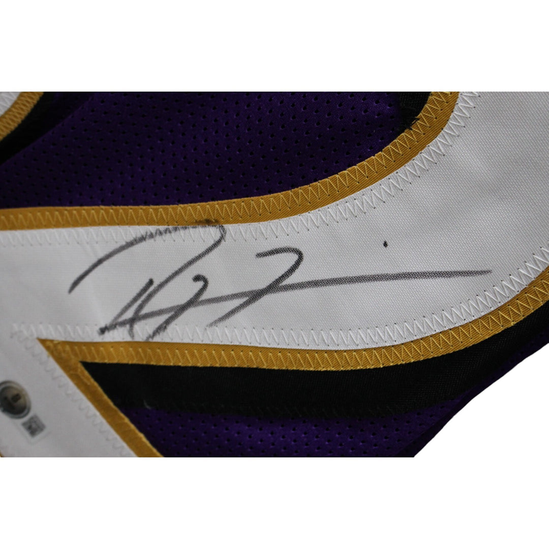 Ray Lewis Autographed/Signed Pro Style Purple Jersey Beckett 43969