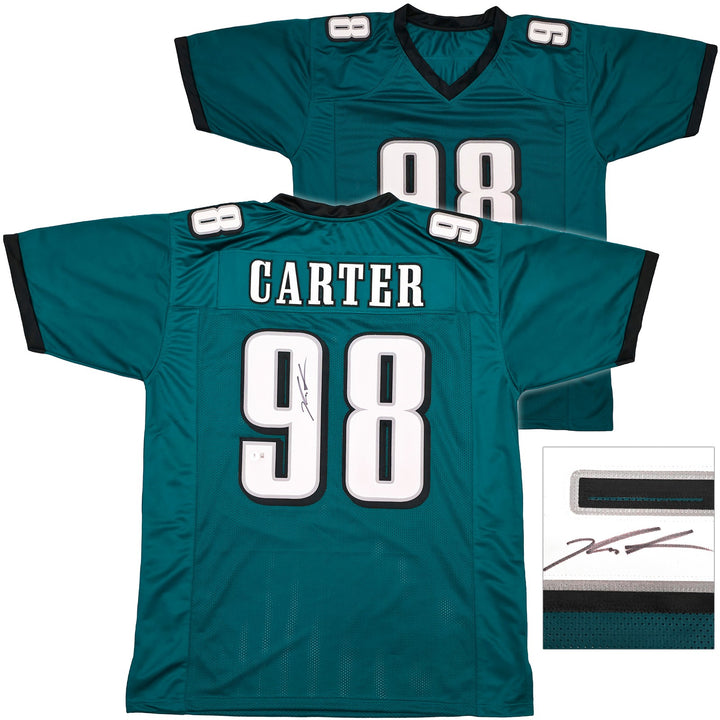 Philadelphia Eagles Jalen Carter Autographed Signed Green Jersey Beckett Witness
