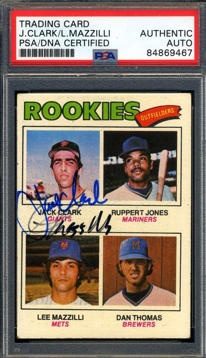 Jack Clark Lee Mazzilli PSA DNA Signed 1977 Topps Rookie Outfielders Autograph