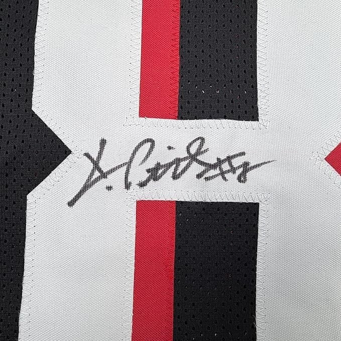 Framed Autographed Kyle Pitts 35x39 Atlanta Black Football Jersey BAS COA