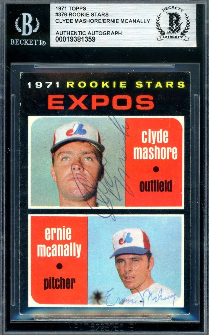 Clyde Mashore Ernie McAnally Beckett BAS Signed 1971 Topps Rookie Stars Autograp