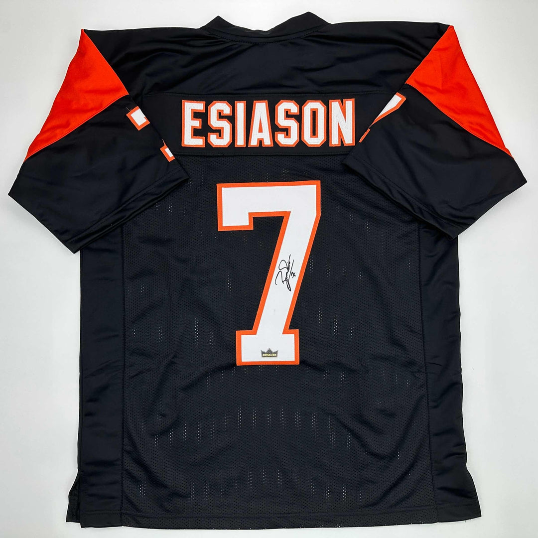 Facsimile Autographed Boomer Esiason Cincinnati Black Reprint Jersey Men's XL