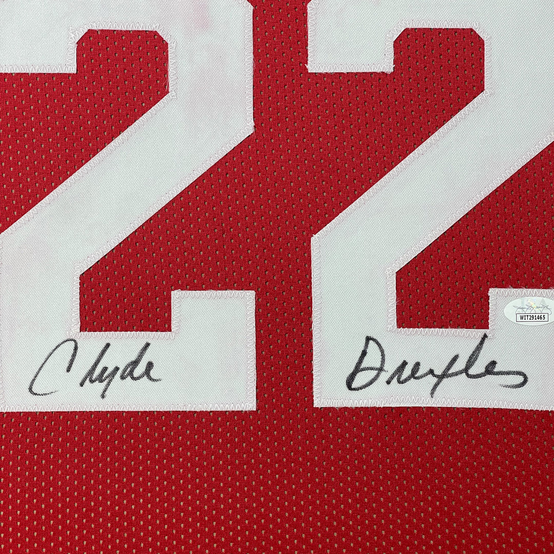 Framed Autographed/Signed Clyde Drexler 33x42 Houston Red Jersey Beckett BAS COA