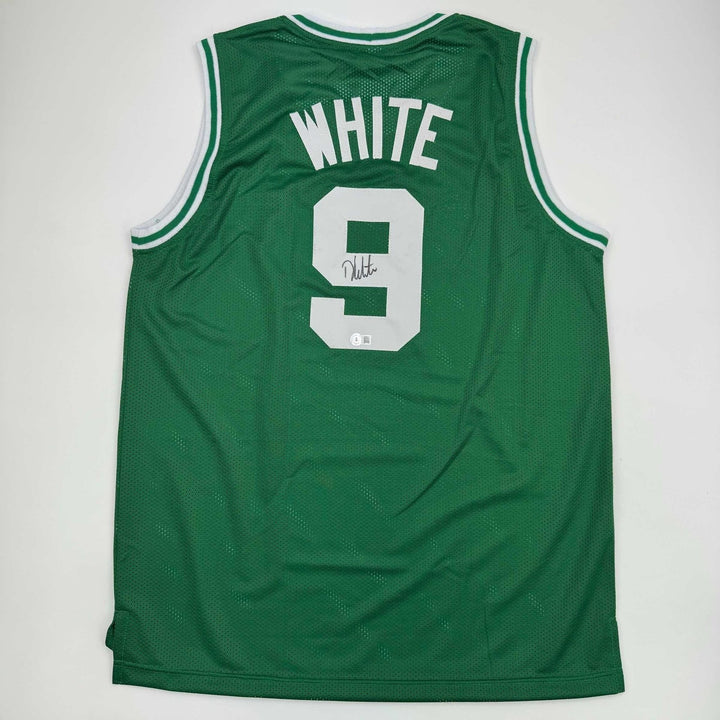 Autographed/Signed Derrick White Boston Green Basketball Jersey JSA COA