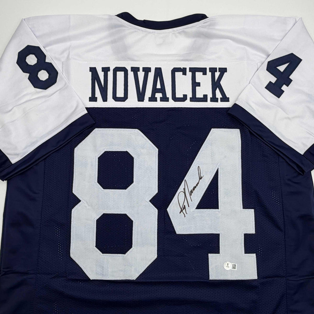 Autographed/Signed JAY NOVACEK Dallas Thanksgiving Day Football Jersey JSA COA