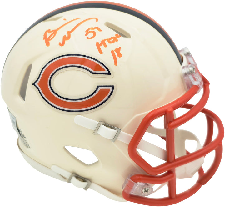 Brian Urlacher Signed Bears Cream Retro Mini Helmet HOF 18 Beckett