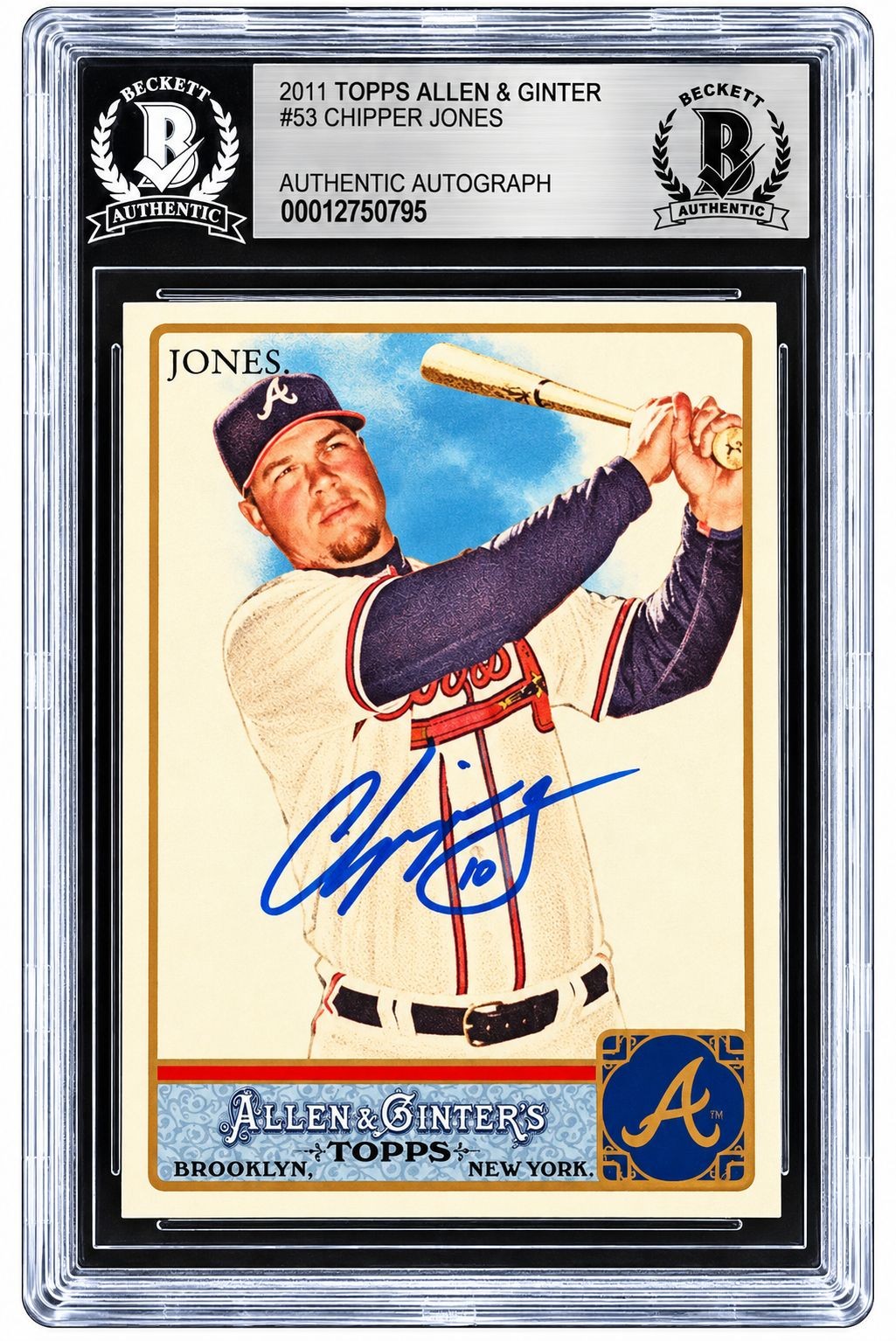 Chipper Jones Signed 2011 Topps A&G #53 Braves Trading Card BAS