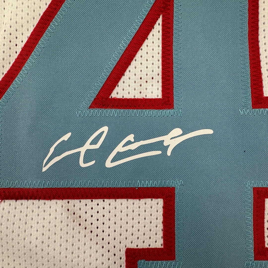 Facsimile Autographed Earl Campbell Houston White Reprint Jersey Size Men's XL