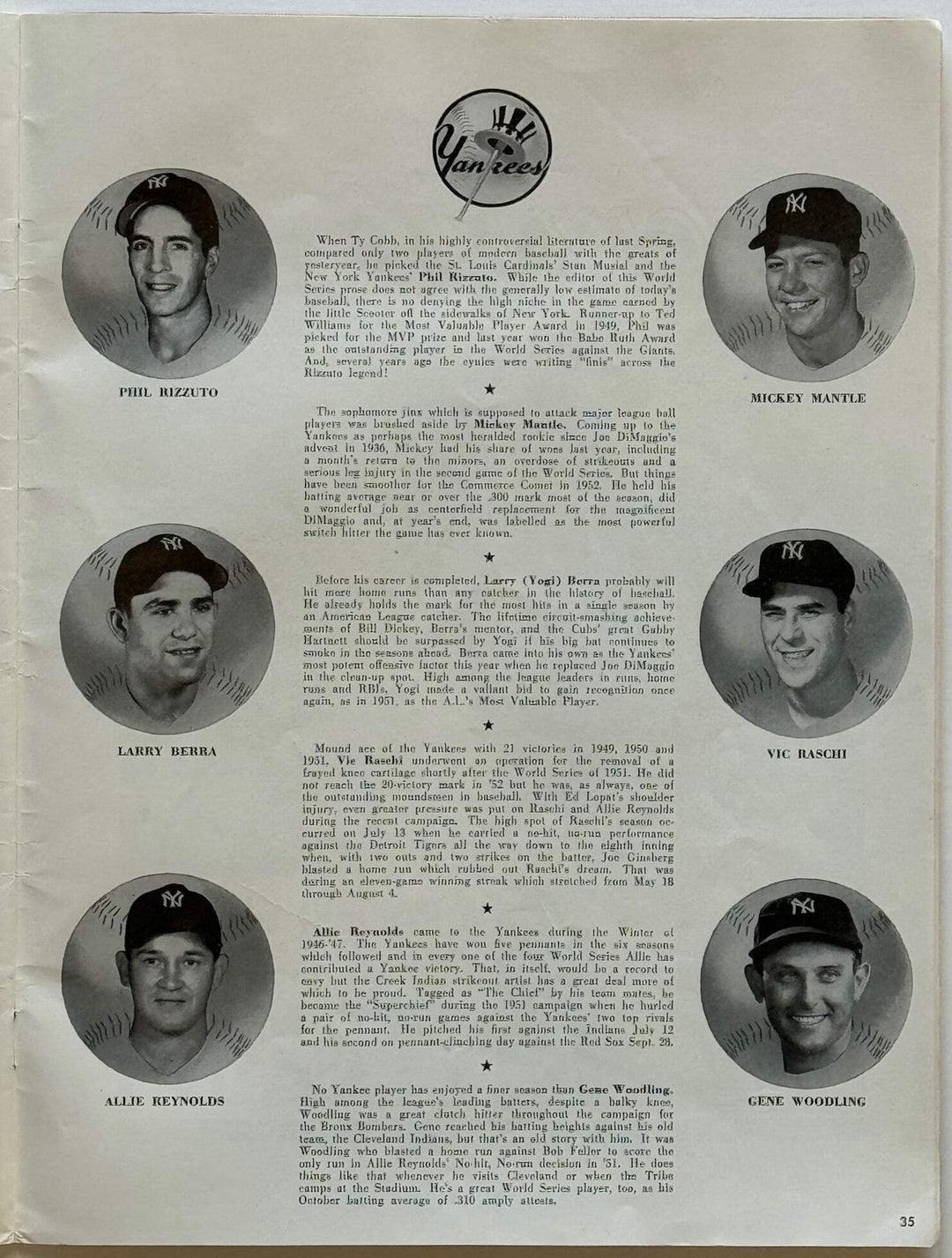 1952 Vintage World Series Program NY Yankees Vs Brooklyn Dodgers