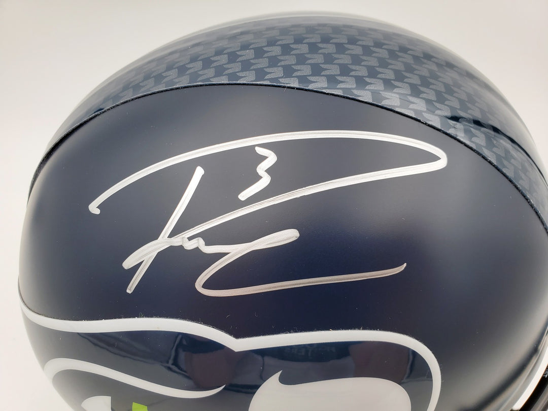 Russell Wilson Signed Seahawks Full Size Replica Helmet In Silver RW Holo