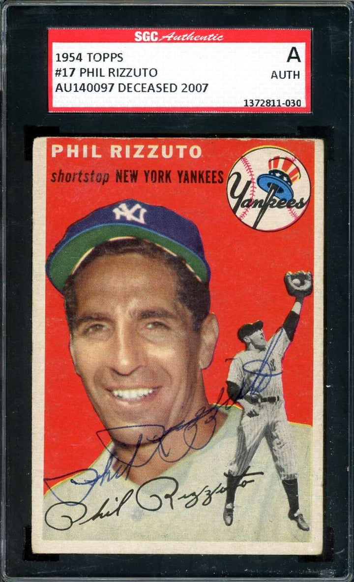 Phil Rizzuto SGC Coa Signed 1954 Topps Autograph