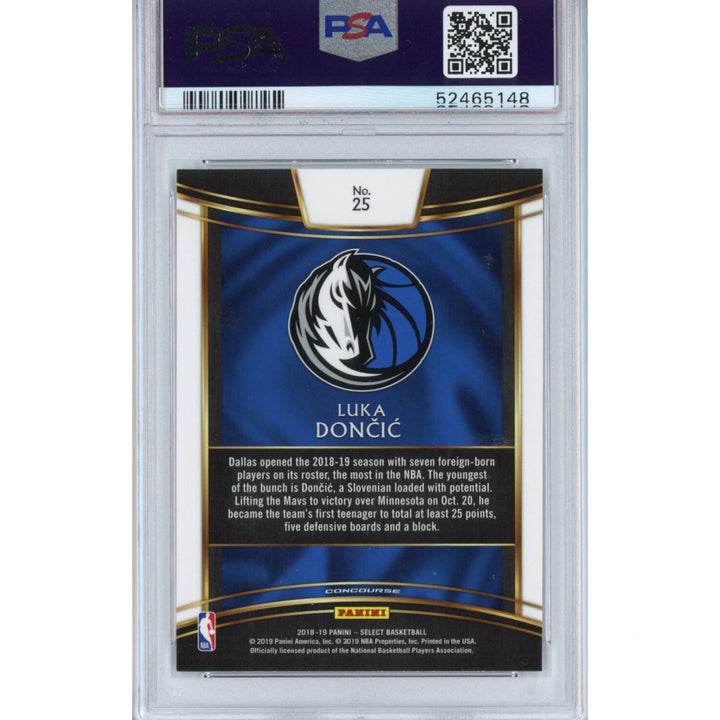 Graded 2018-19 Panini Select Luka Doncic #25 Rookie RC Basketball Card PSA 10