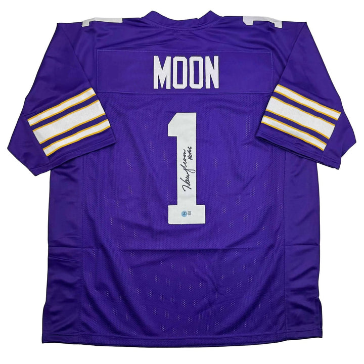Autographed/Signed Warren Moon HOF 06 Minnesota Purple Jersey Beckett COA
