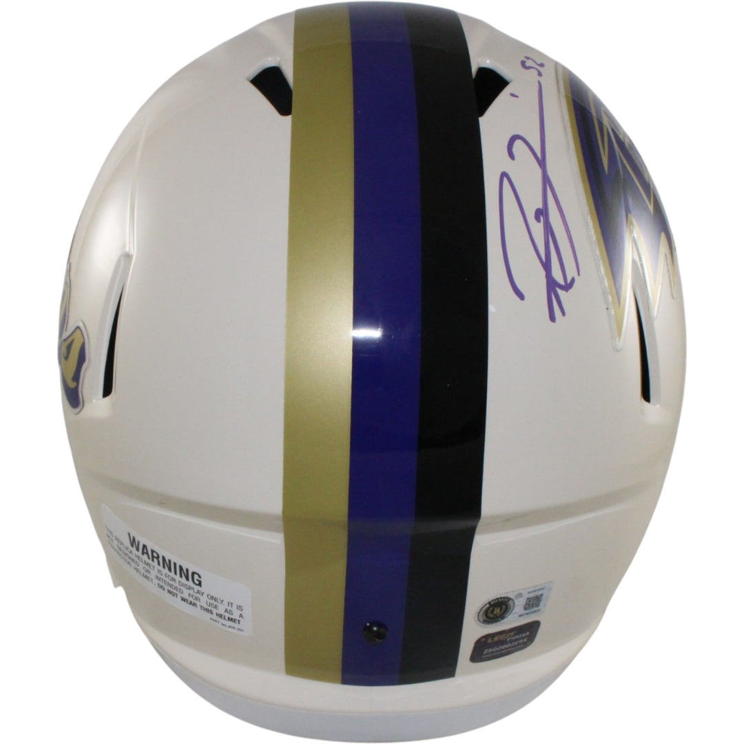 Ray Lewis Signed Baltimore Ravens F/S Retro Helmet Beckett Witnessed 57528