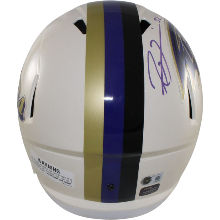 Ray Lewis Signed Baltimore Ravens F/S Retro Helmet Beckett Witnessed 57528