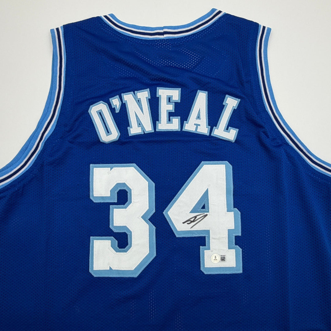 Autographed/Signed Shaquille Shaq O'Neal Los Angeles LA Retro Blue Je