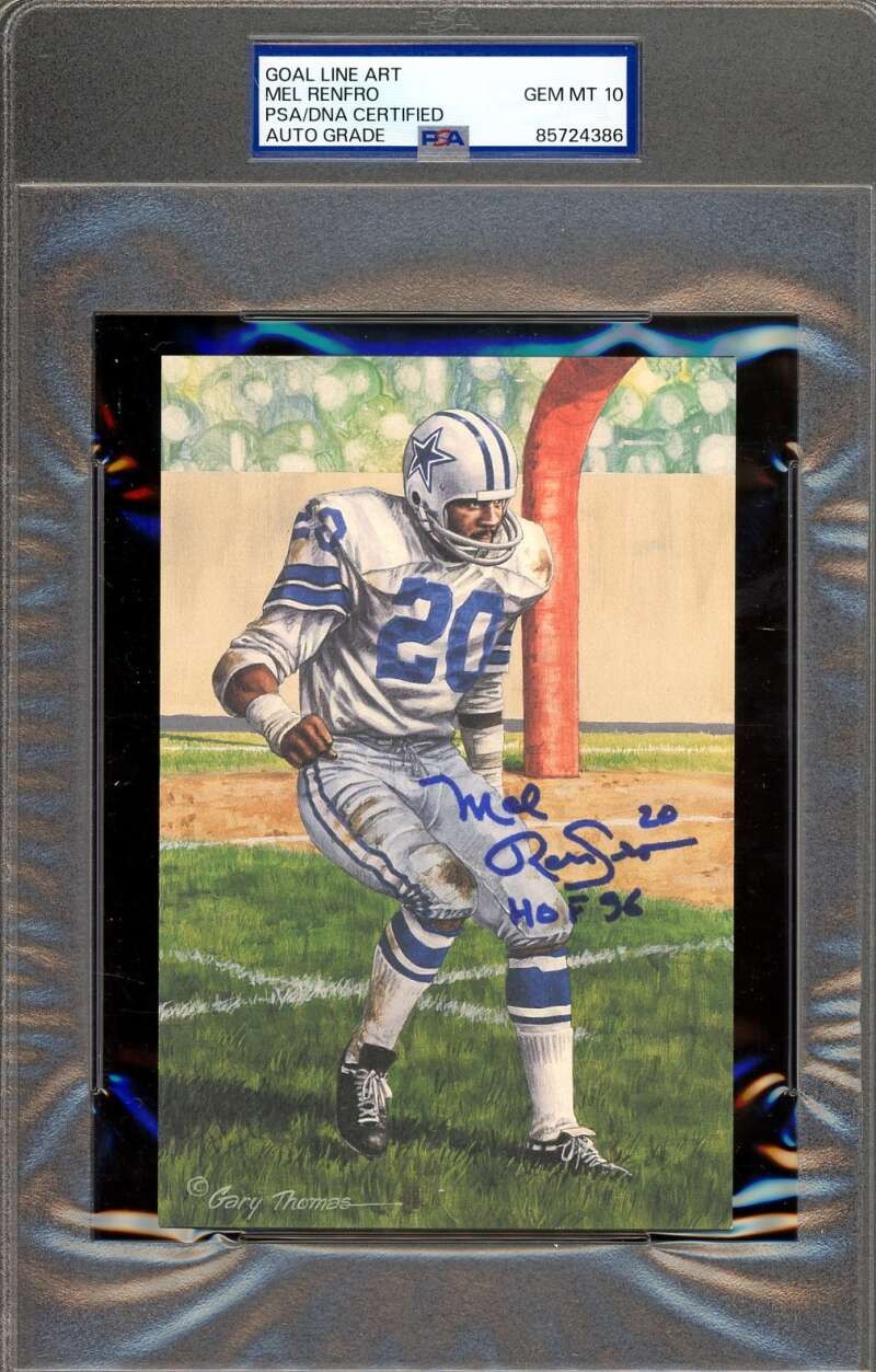 Mel Renfro Gem Mint 10 PSA DNA Signed Goal Line Art Card GLAC Autograph HOF 96