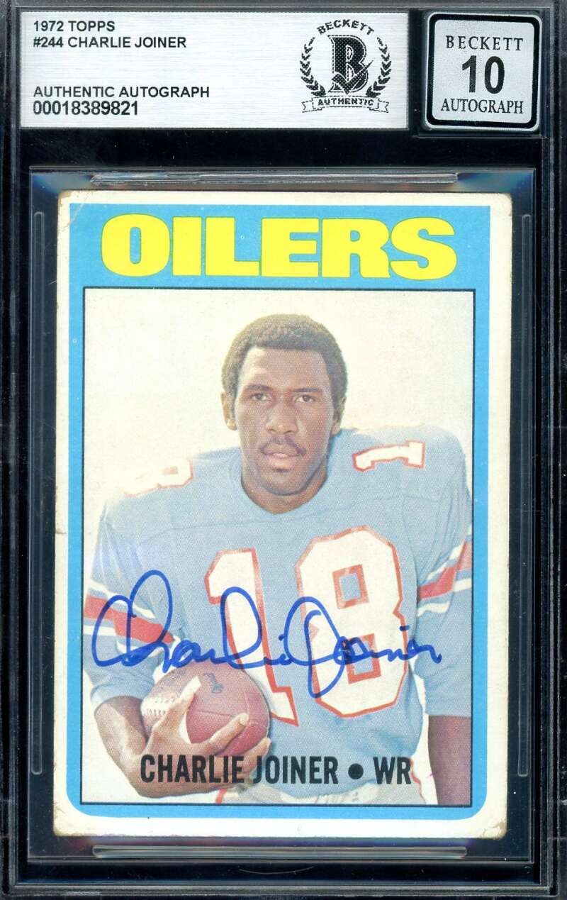Charlie Joiner Gem Mint 10 Beckett BAS Signed 1972 Topps Rookie Autograph