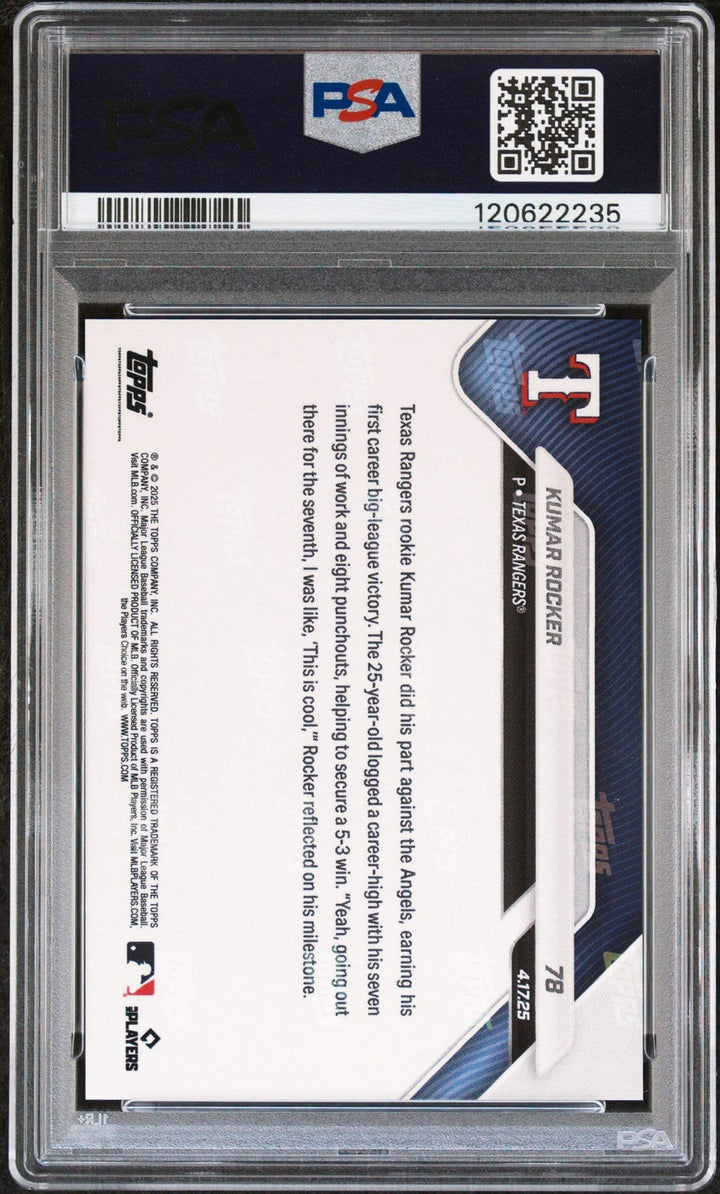 Graded 2025 Topps Now Kumar Rocker #78 Gold Foil /50 Rookie Baseball Card PSA 8