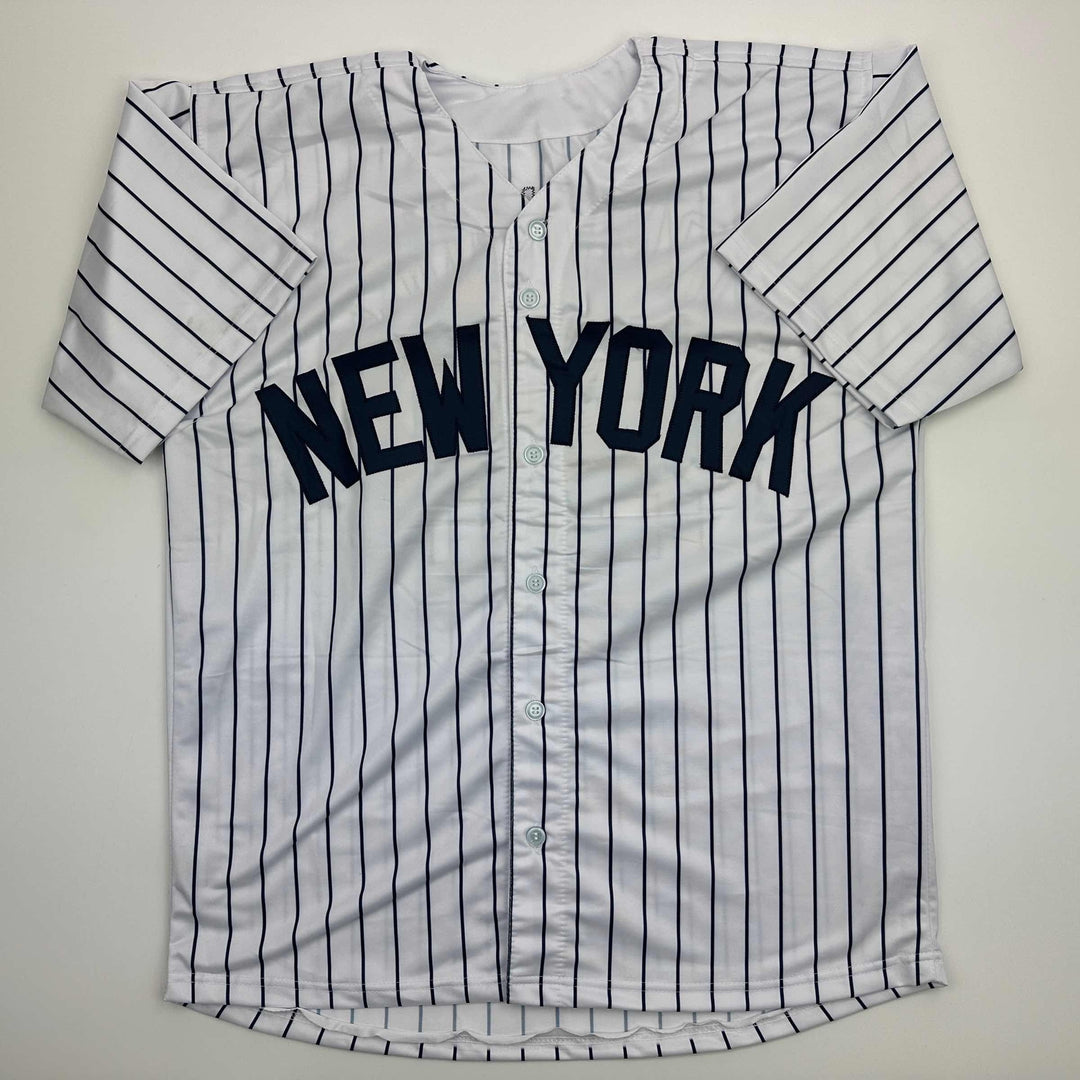 Facsimile Autographed Jasson Dominguez New York Pinstripe Reprint Auto Jersey XL
