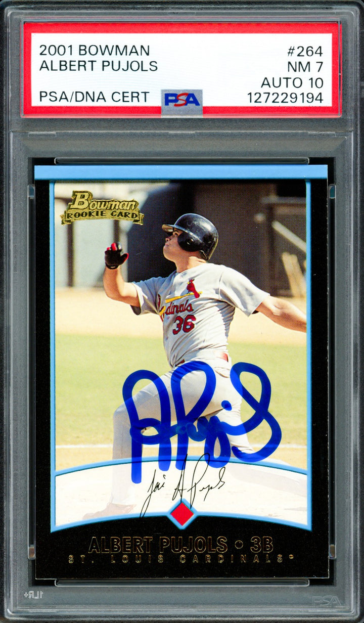 Albert Pujols Auto 2001 Bowman RC 264 St. Louis Cardinals PSA 7 Sig 10 PSA/DNA