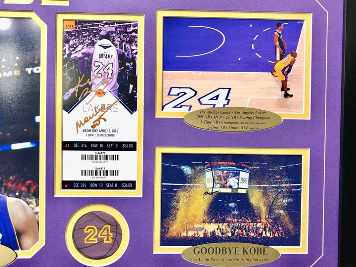 Kobe Bryant Final Game Authentic Confetti Frame 8x10 Collage Ticket Last Retire