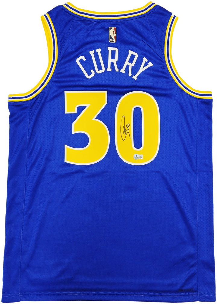 Warriors Stephen Curry Auto Blue Nike Swingman Classic Edt Jersey Sz 48 Beckett
