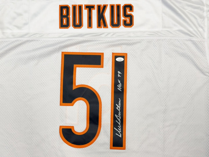 Dick Butkus Signed Bears White Reebok Jersey XL HOF 79 JSA