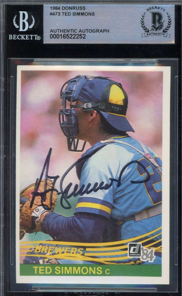Ted Simmons Beckett BAS Signed 1984 Donruss Autograph