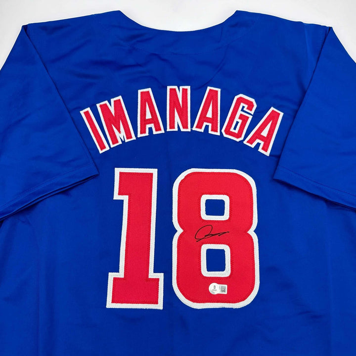 Autographed/Signed Shota Imanaga Chicago Blue Jersey Beckett BAS COA