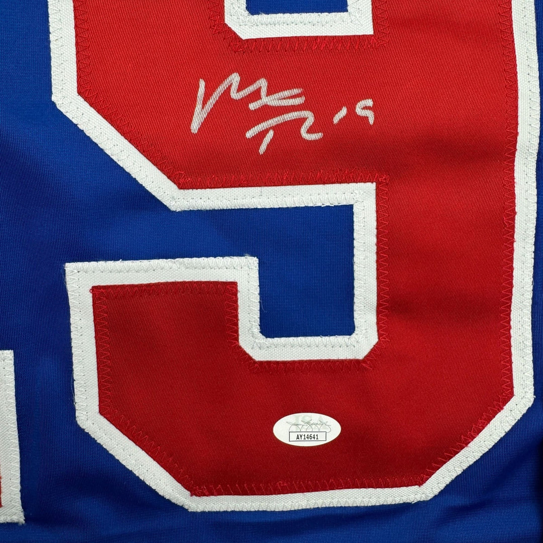 Autographed/Signed Matthew Tkachuk USA 2026 Olympics Blue Hockey Jersey JSA COA