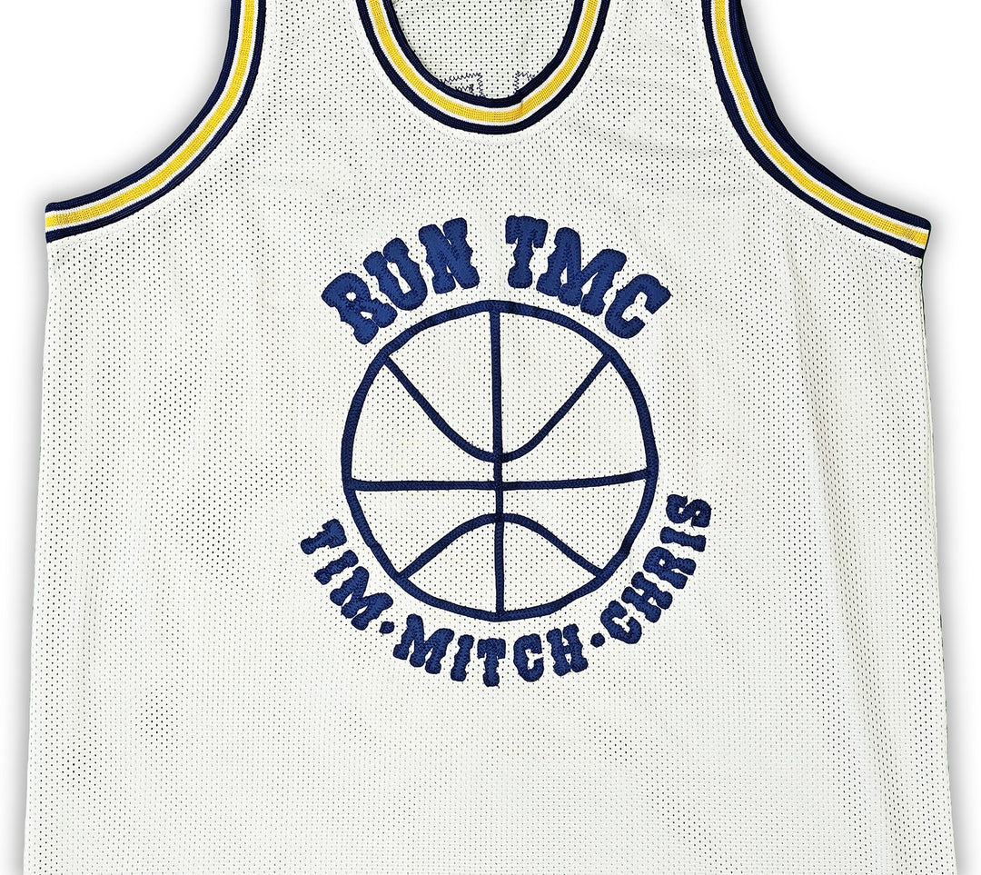 Warriors Chris Mullin, Tim Hardaway Mitch Richmond Auto White Jersey Run TMC BAS