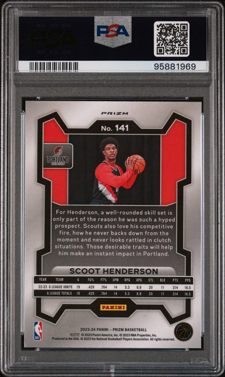 Graded 2023 Panini Prizm Scoot Henderson #141 Rookie RC Card PSA 10 Gem Mint