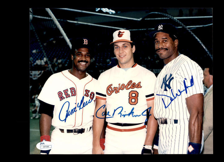 Jim Rice Cal Ripken Jr Dave Winfield JSA Coa Signed 8x10 Photo