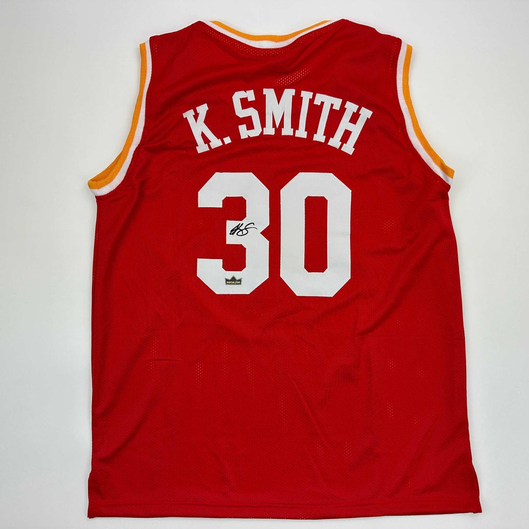 Facsimile Autographed Kenny Smith Houston Red Reprint Jersey Size Men's XL