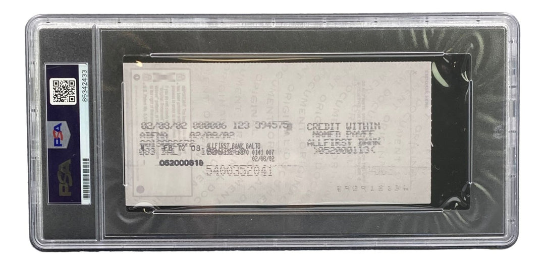 Johnny Unitas Baltimore Colts Signed Bank Check #7606 PSA