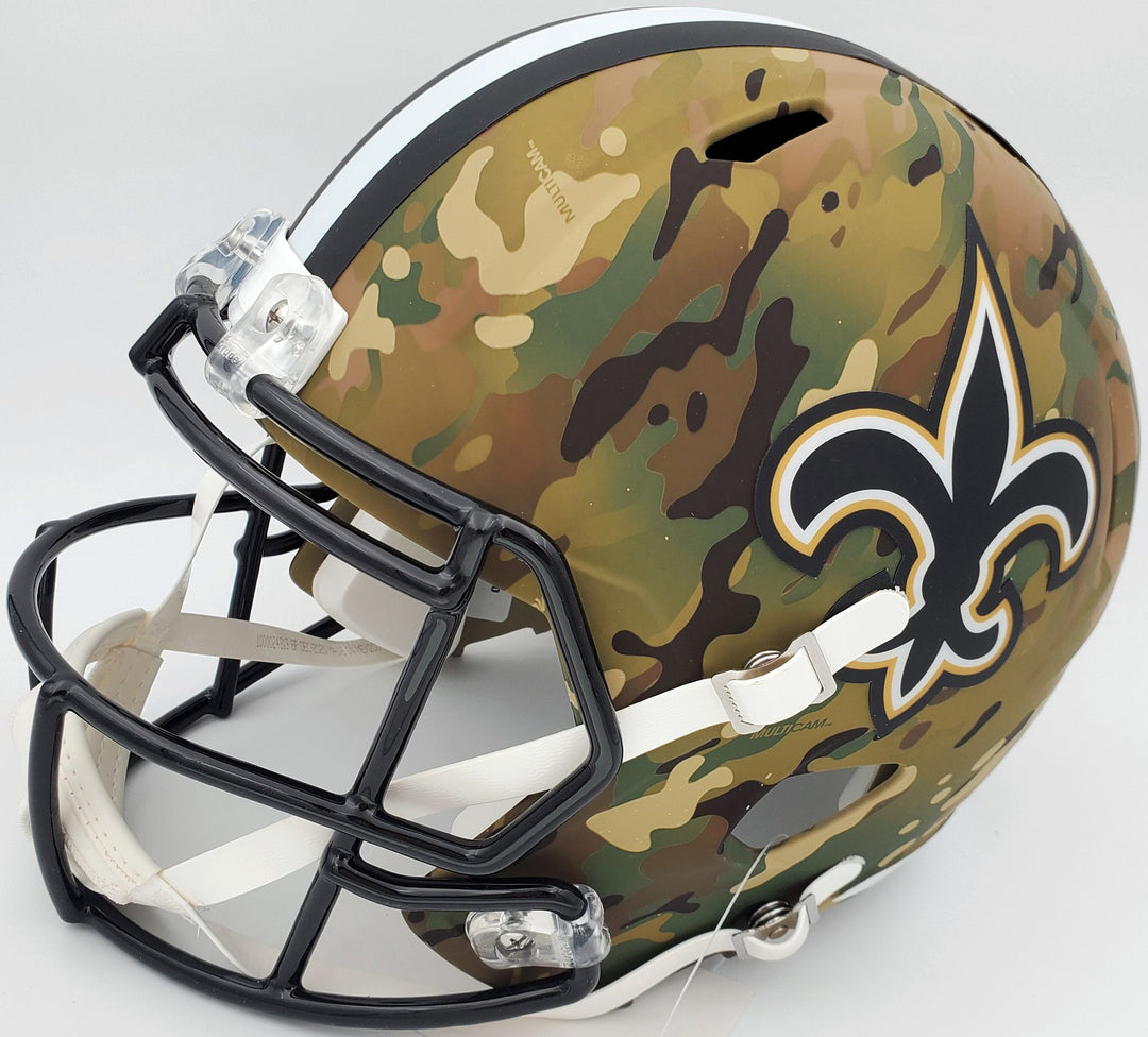 Drew Brees Signed New Orleans Saints Camo Full Size Replica Speed Helmet Beckett
