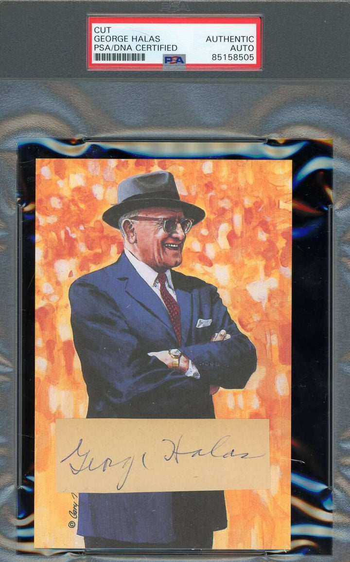 George Halas PSA DNA Signed Goal Line Art Card Cut GLAC Autograph