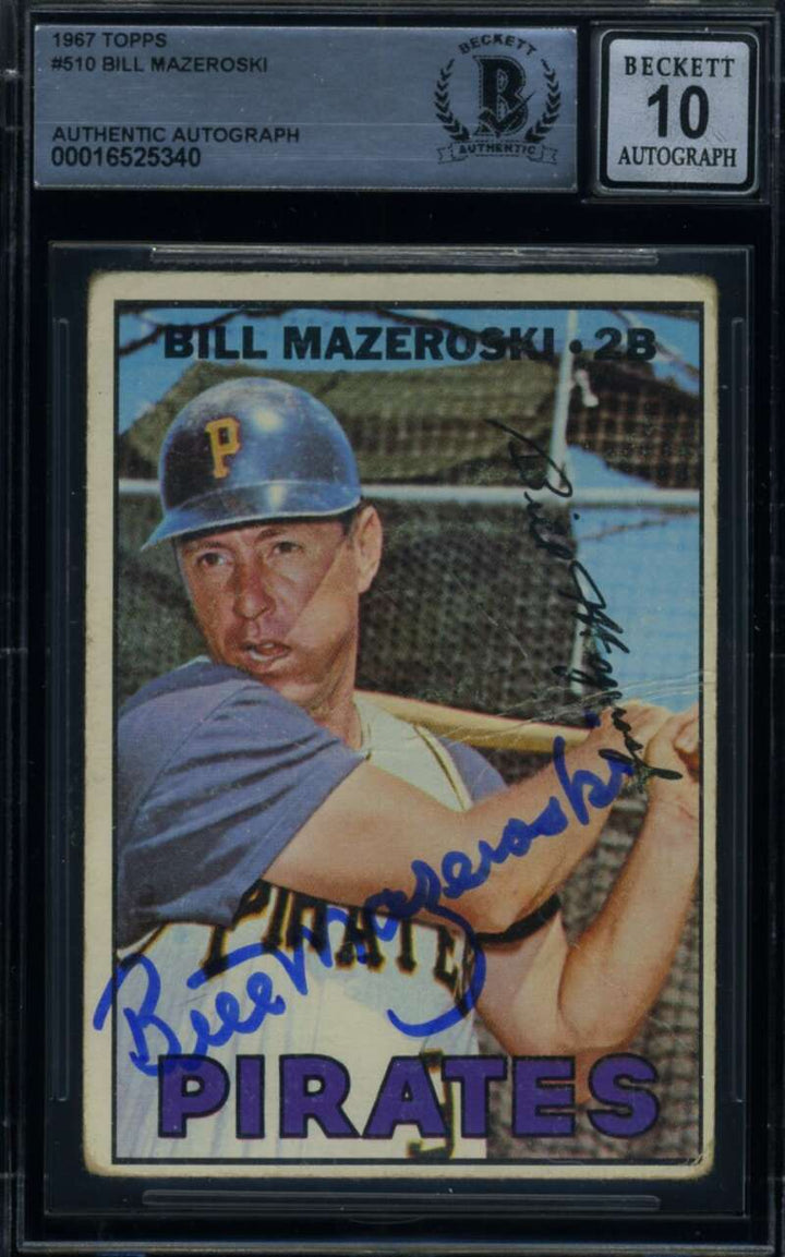 Bill Mazeroski Gem Mint 10 Beckett BAS Signed 1967 Topps Autograph