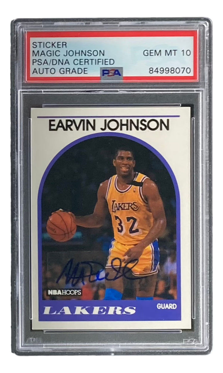 Magic Johnson Signed LA Lakers 1989 NBA Hoops #270 Trading Card PSA/DNA Gem MT
