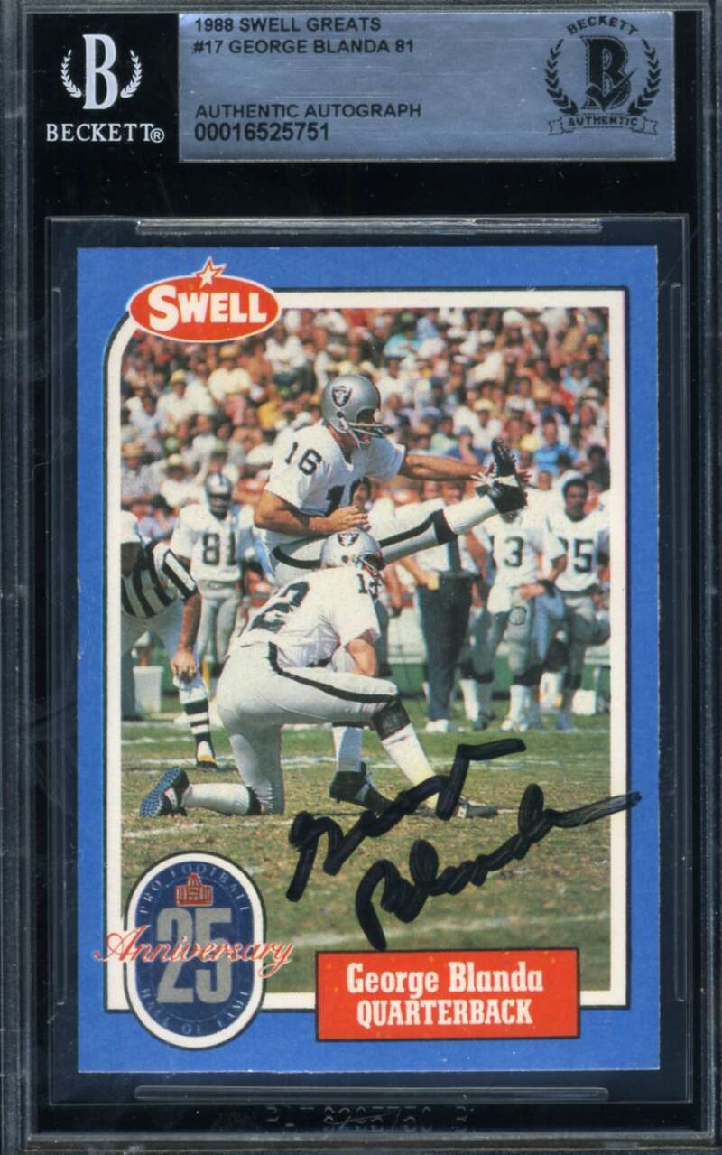 George Blanda Beckett BAS Signed 1988 Swell Greats Autograph