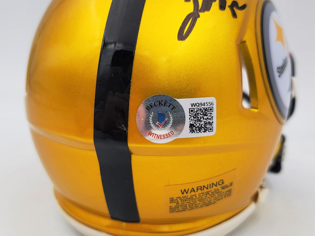 Terry Bradshaw Signed Pittsburgh Steelers Flash Yellow Mini Helmet Beckett