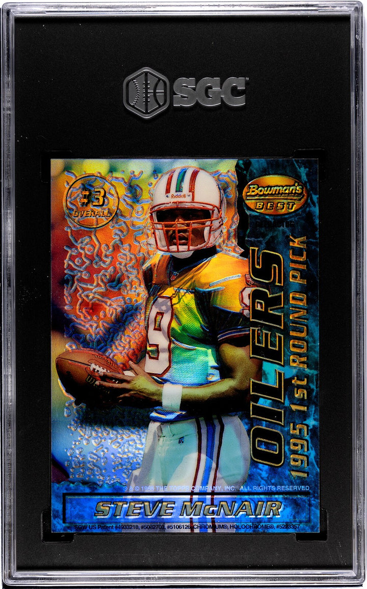 Steve McNair/Heath Shuler 1995 Bowman's Best Refractor Rookie Card- SGC Graded 7