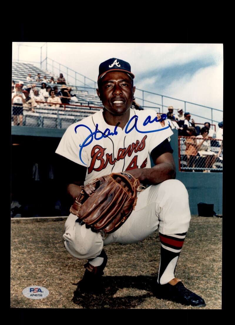 Hank Aaron PSA DNA Coa Signed 8x10 Photo Autograph Braves