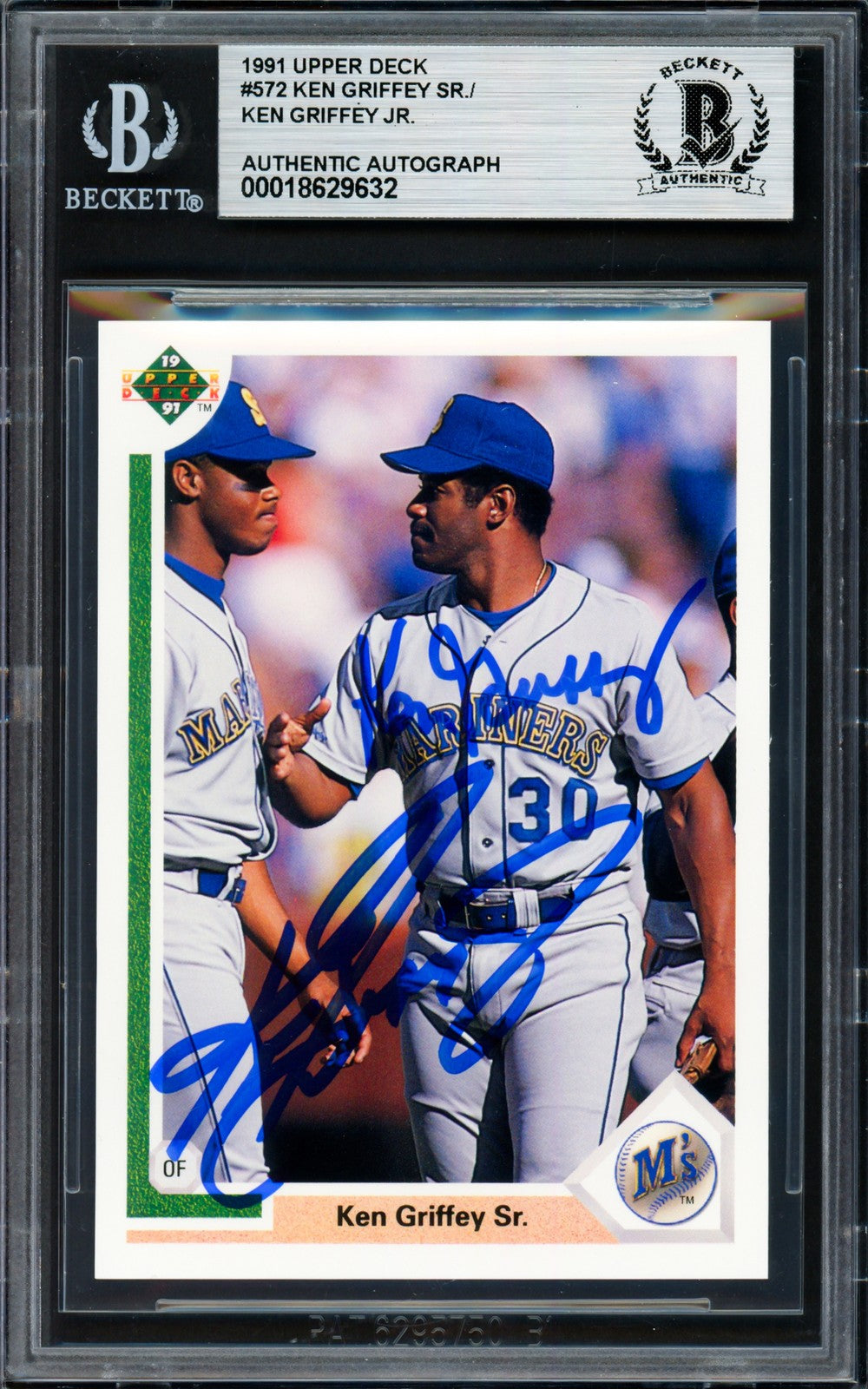 Ken Griffey Jr. & Sr. Signed 1991 Upper Deck Card 572 Seattle Mariners Beckett