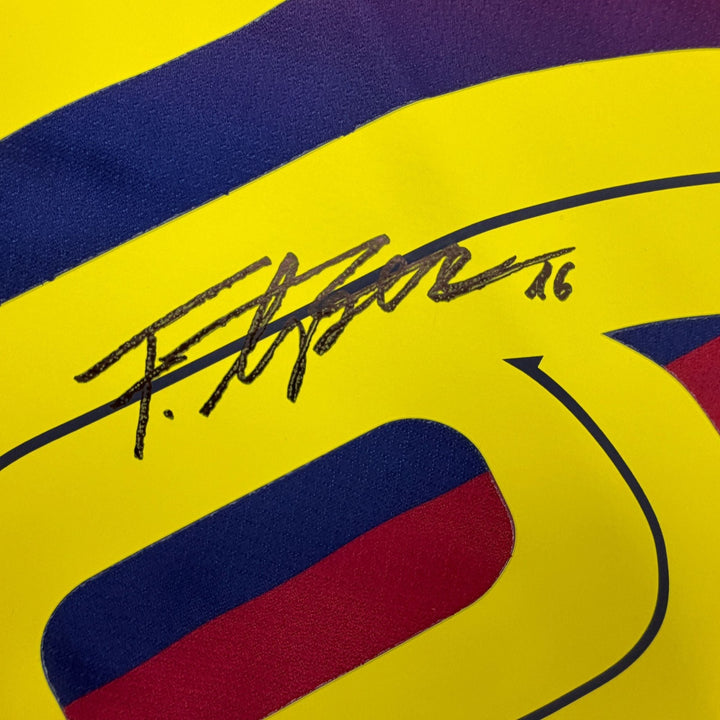 Autographed/Signed Fermin Lopez Barcelona Red/Blue Jersey Beckett BAS COA