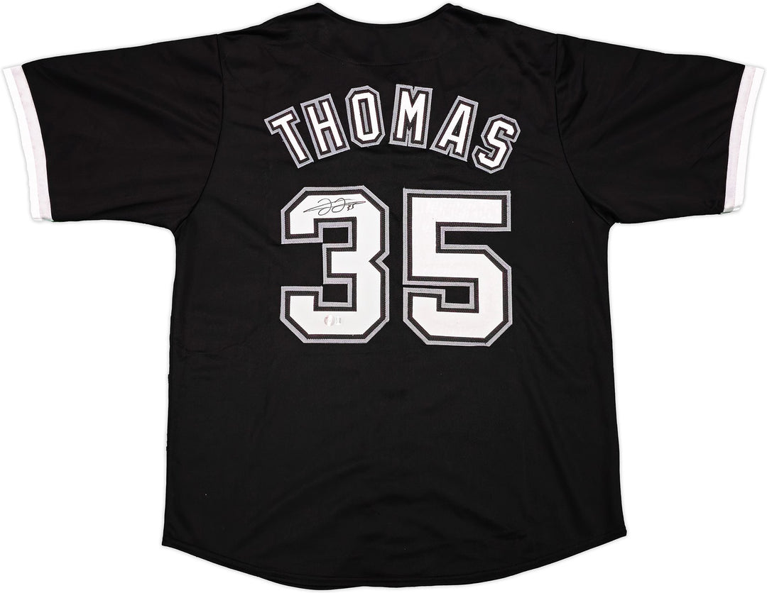 Chicago White Sox Frank Thomas Signed Black Jersey Beckett Wit