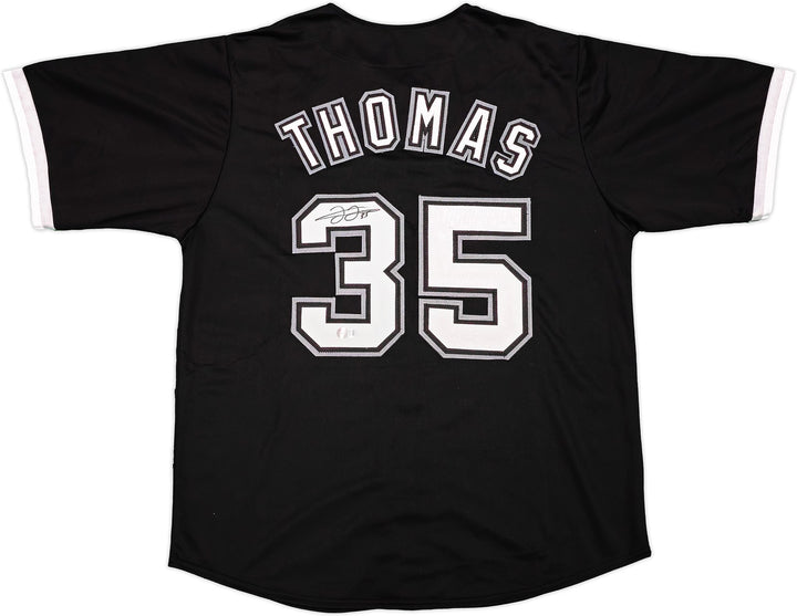 Chicago White Sox Frank Thomas Signed Black Jersey Beckett Wit