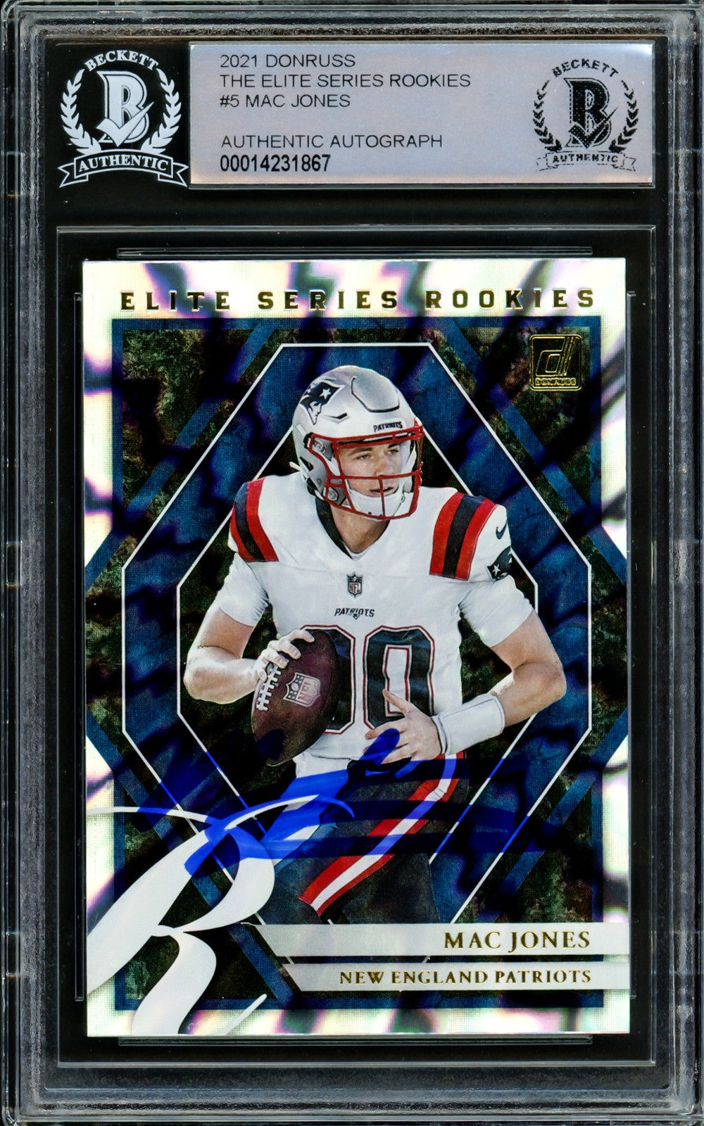Mac Jones Signed 2021 Panini Donruss Elite Series RC ESR-MJO Patriots Beckett